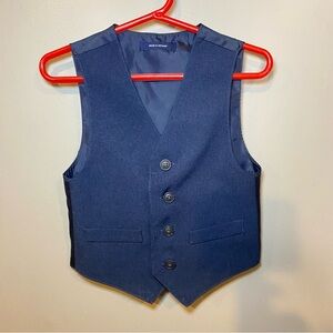Chaps Boys Navy Blue Button Up Vest With Faux Pockets Size 2T